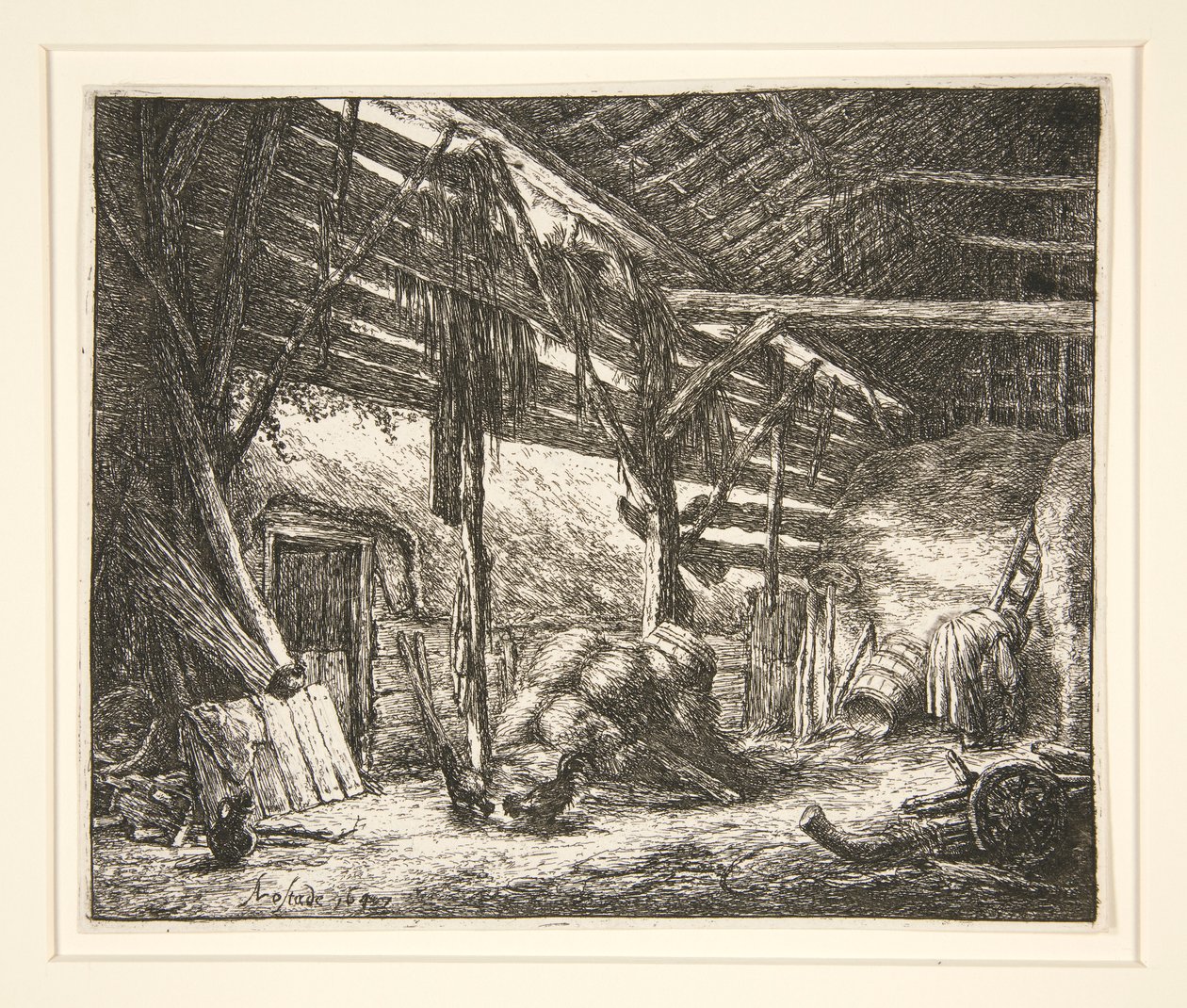 Interiør af en lade af Adriaen van Ostade