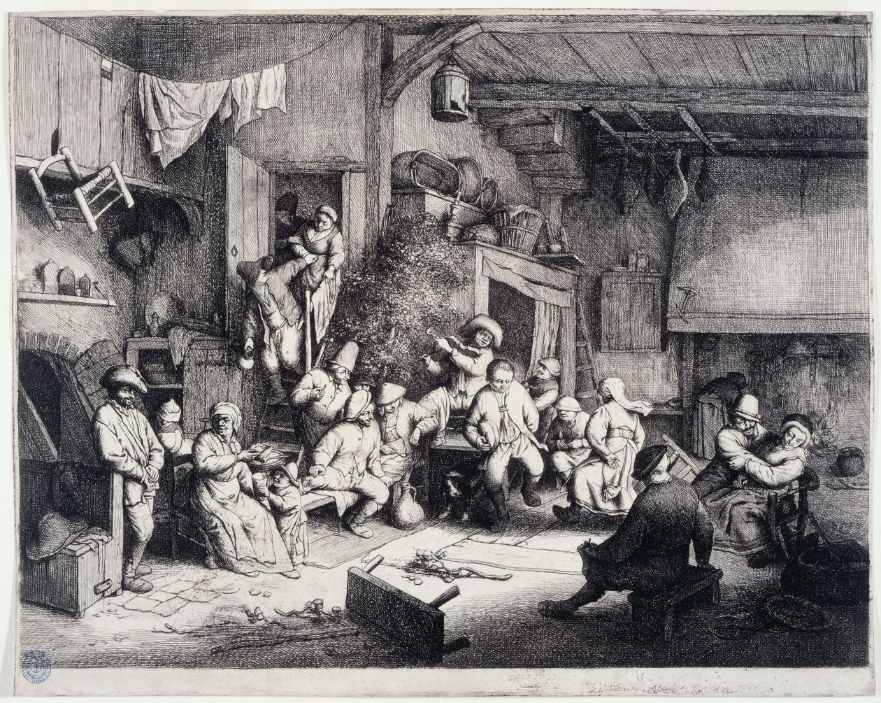 Der Tanz im Kabarett (Bartsch 49) af Adriaen van Ostade