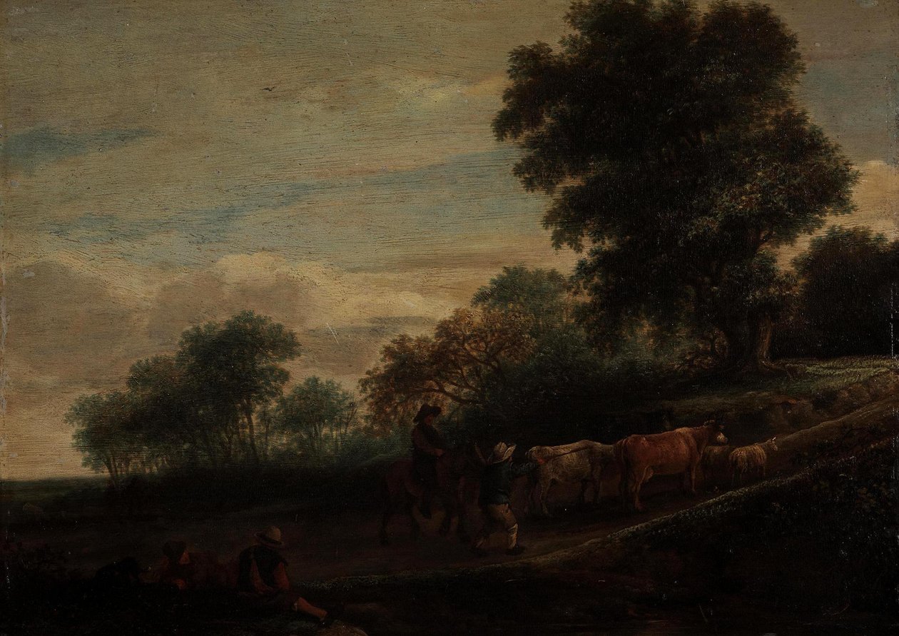 Landskab med hyrder og kvæg af Adriaen van Ostade