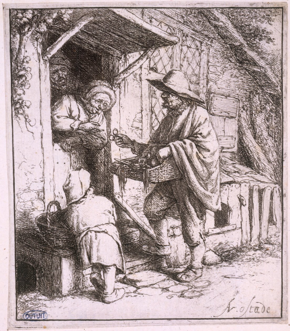 Der Brillenhändler (Bartsch 29) af Adriaen van Ostade