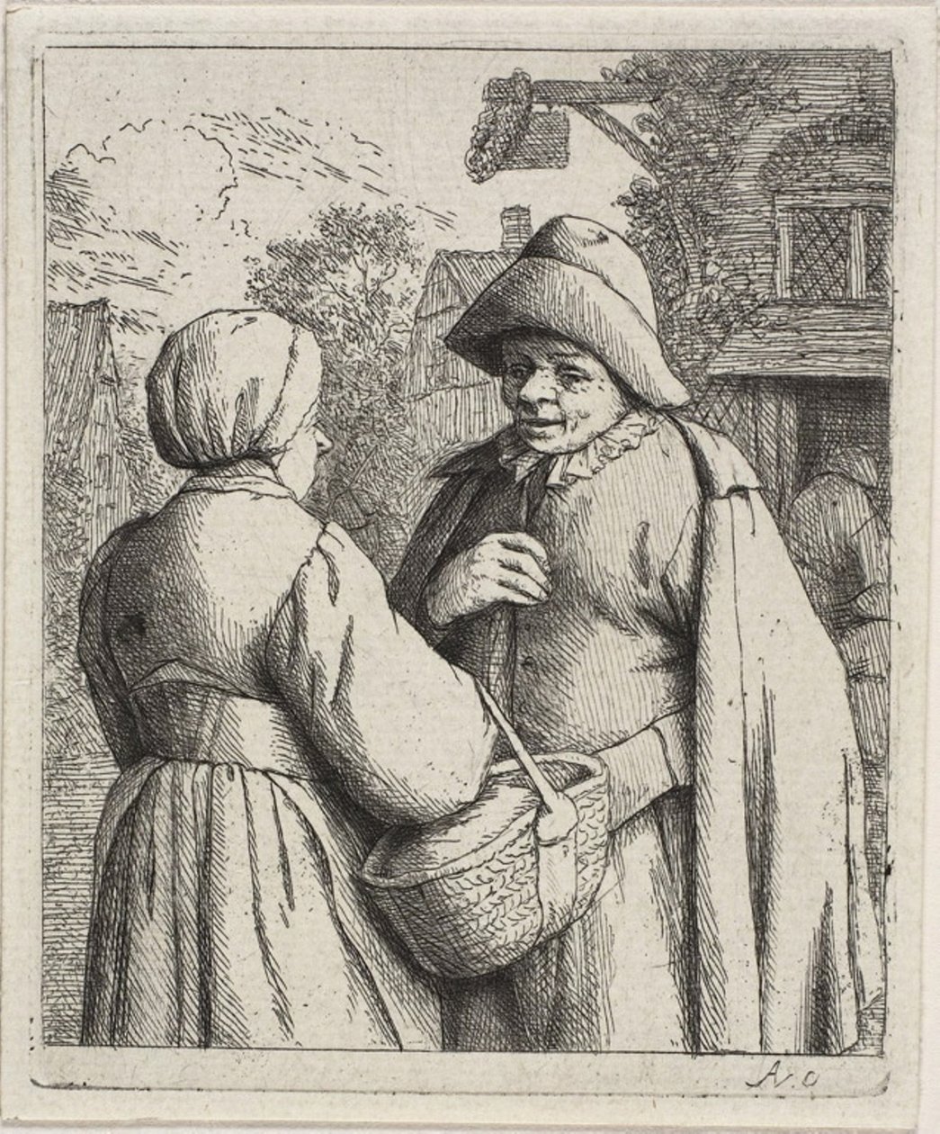 Mand og kvinde samtaler af Adriaen van Ostade