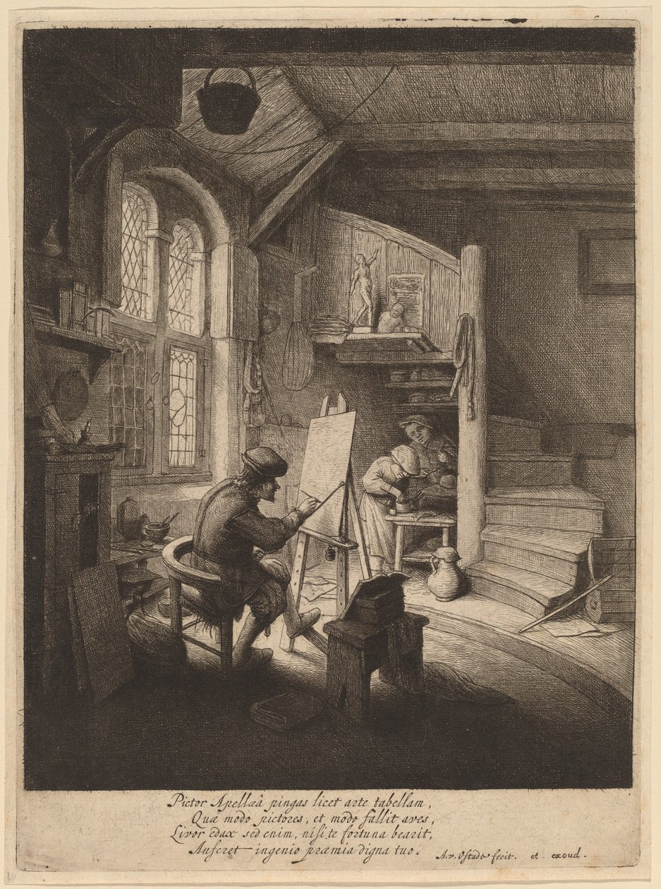 Maler i sit atelier af Adriaen van Ostade