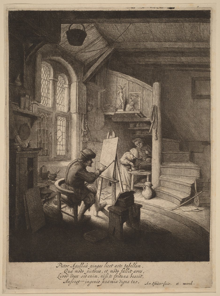 Maler i sit atelier af Adriaen van Ostade