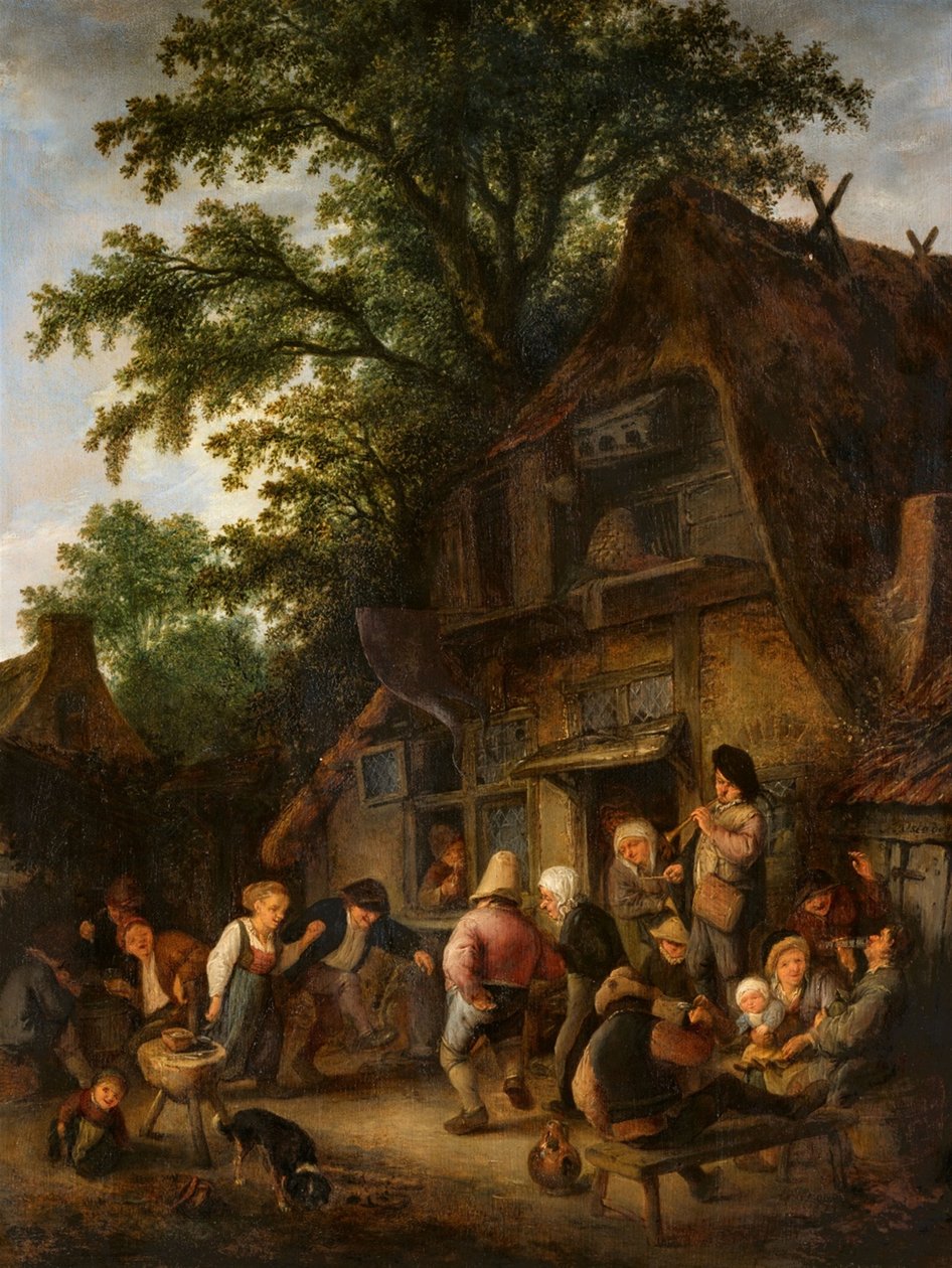 Bondedans ved et værtshus af Adriaen van Ostade