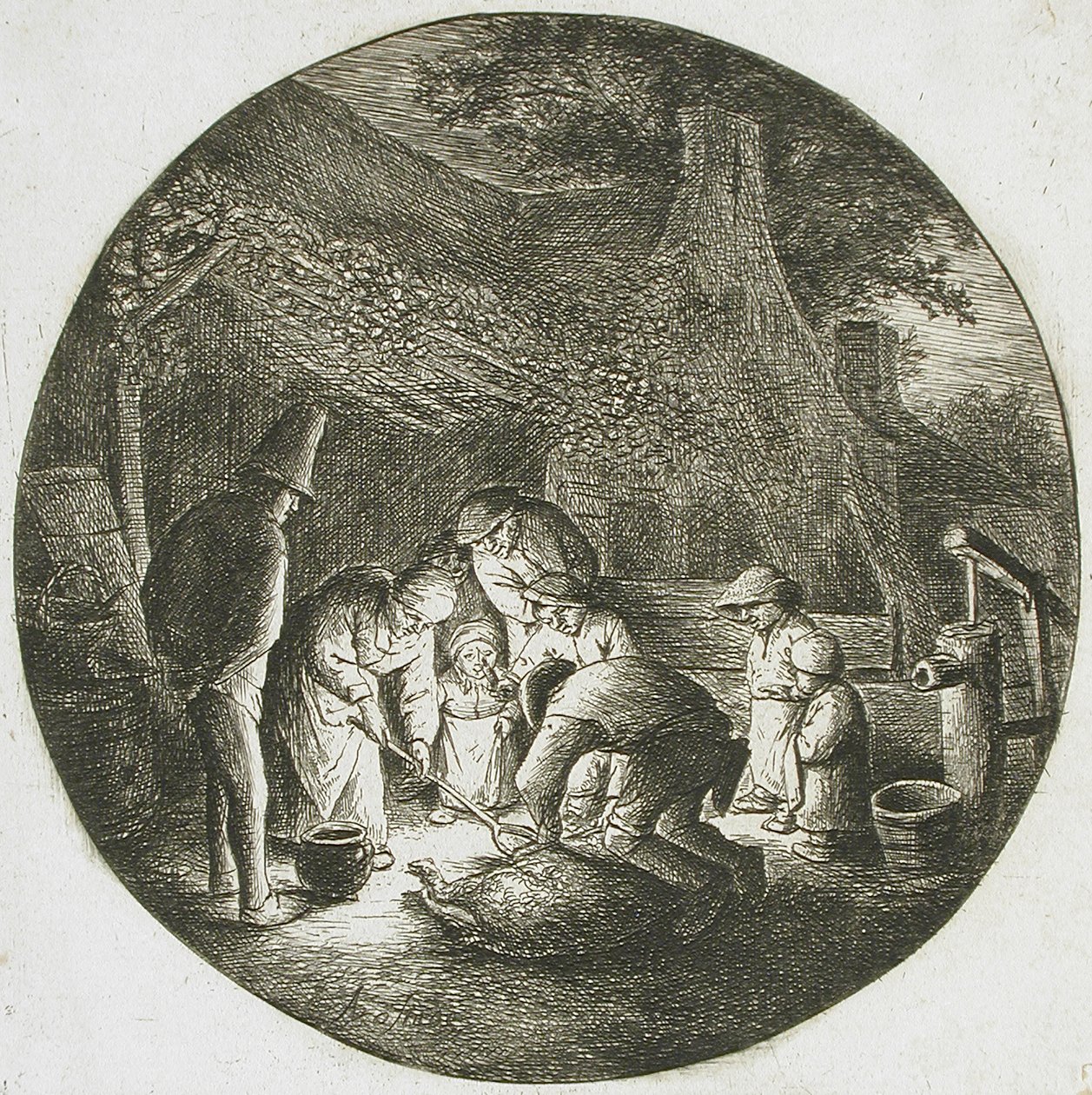 Bønder, der dræber et svin af Adriaen van Ostade