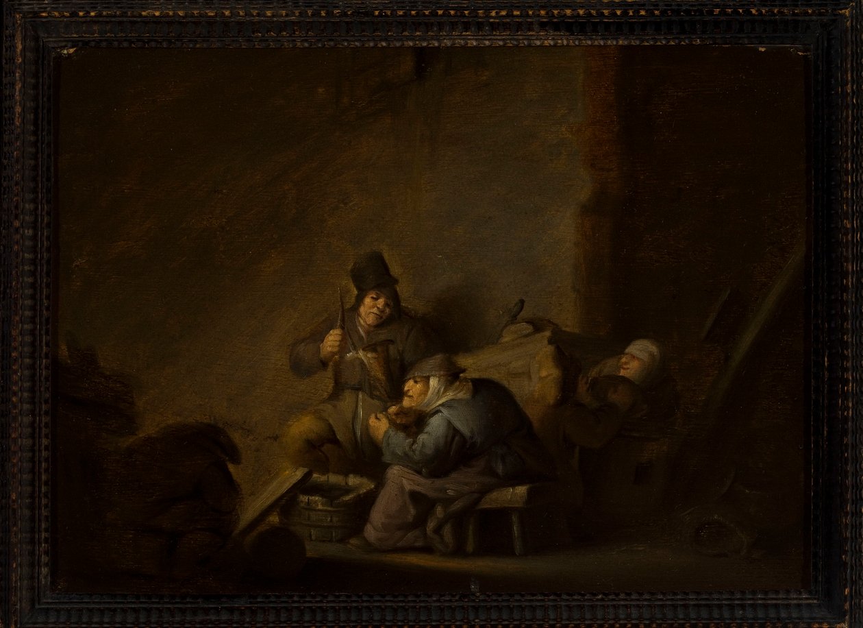 Genrescene i et interiør af Adriaen van Ostade