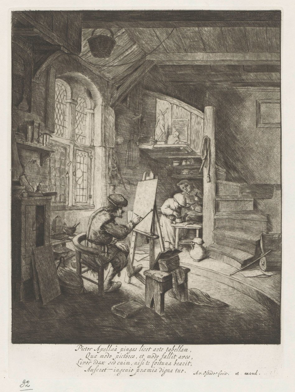 Maler i sit atelier af Adriaen van Ostade