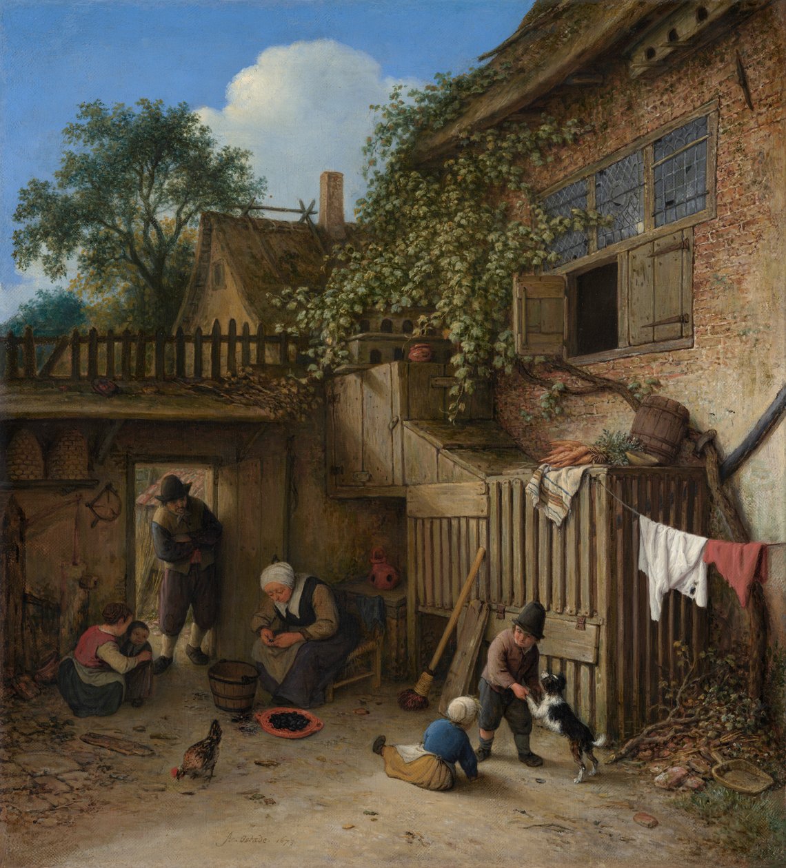 Gårdspladsen ved hytten af Adriaen van Ostade