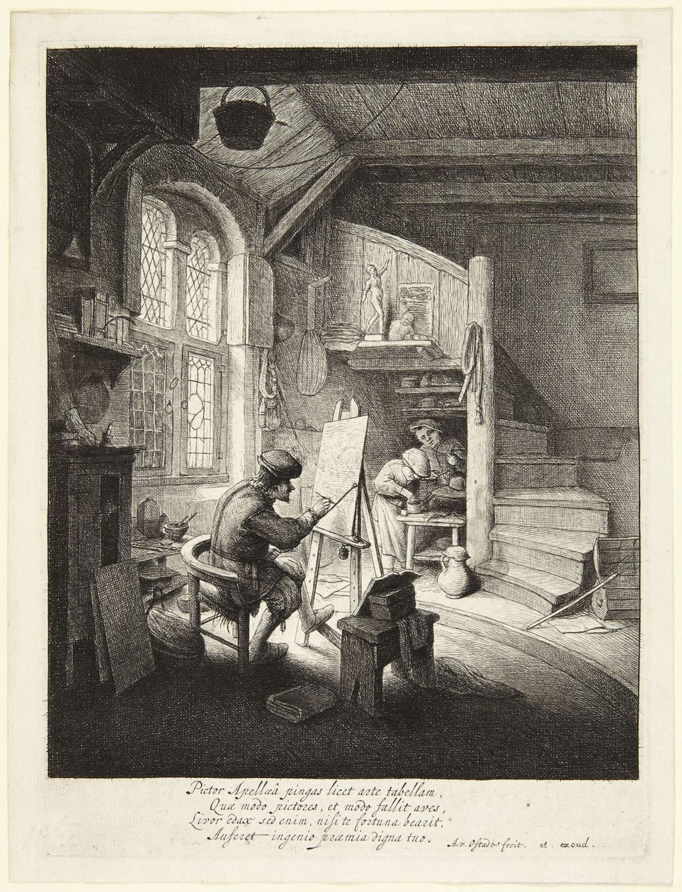 Maleren i sit atelier af Adriaen van Ostade