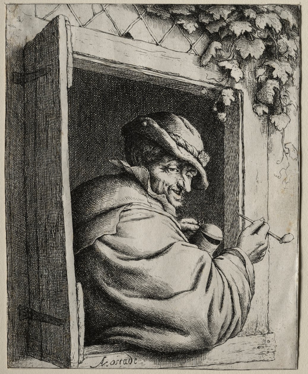 Rygeren ved vinduet af Adriaen van Ostade