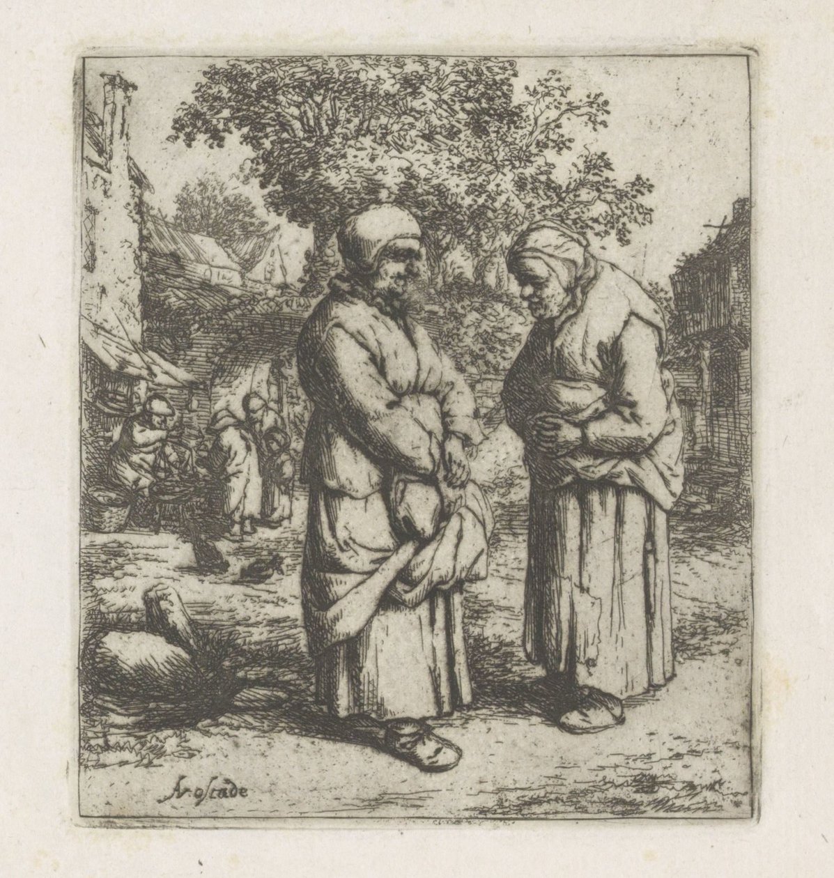 To gamle kvinder i samtale De to sladdere af Adriaen van Ostade