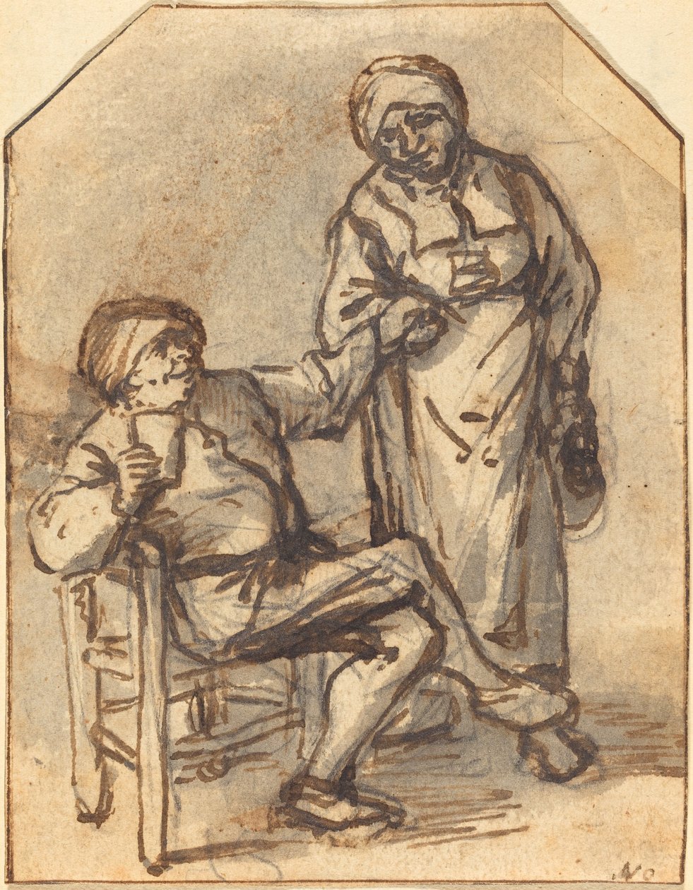 To Bønder der drikker af Adriaen van Ostade
