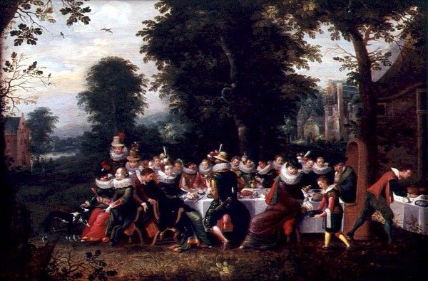 Fete Champetre (olie på panel af Adriaen van Stalbemt
