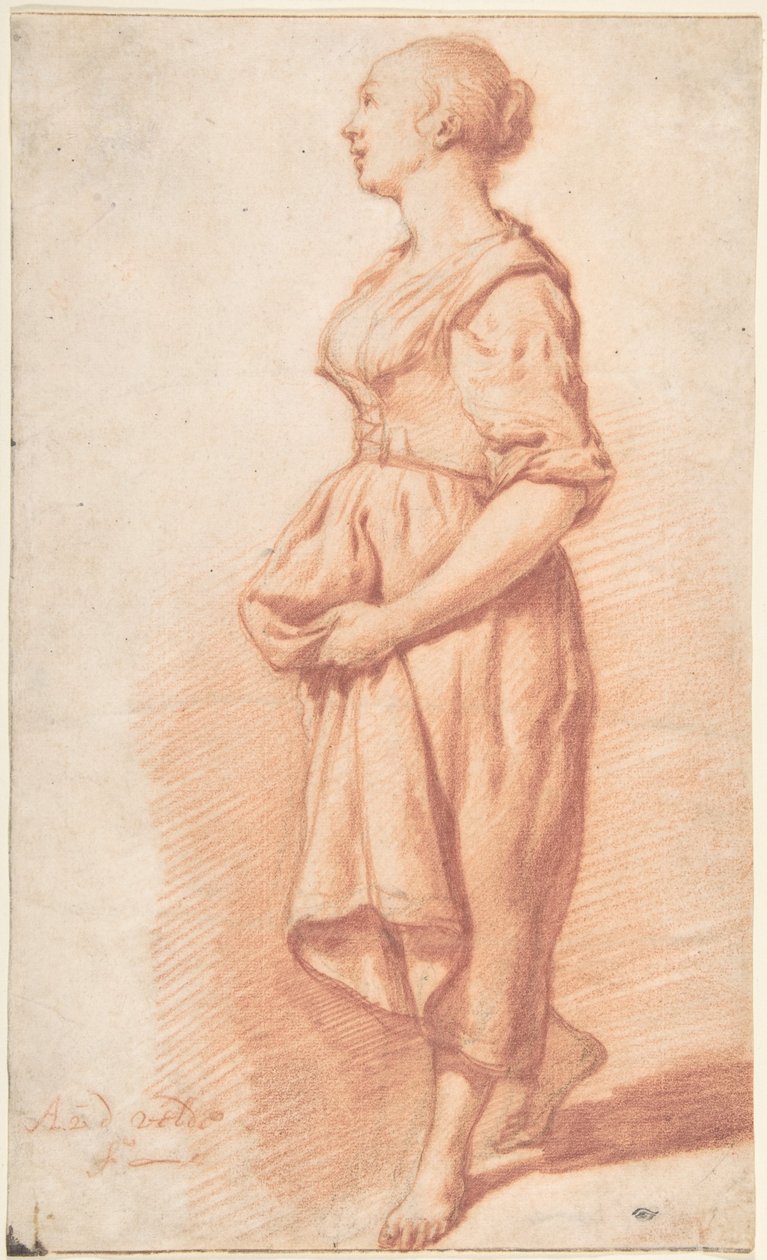 Ein junges Mädchen, das nach links geht af Adriaen van de Velde