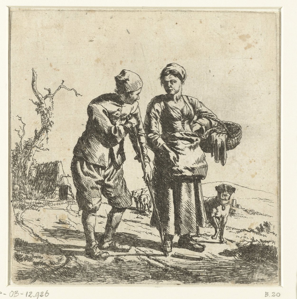 Bonde og bondekone i samtale af Adriaen van de Velde