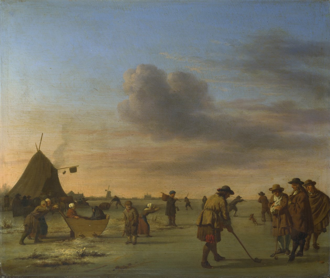 Golfaajia jäällä lähellä Haarlemia af Adriaen van de Velde