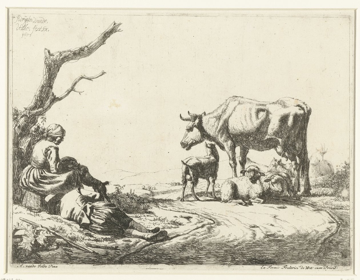 Hyrde og hyrde med husdyr af Adriaen van de Velde