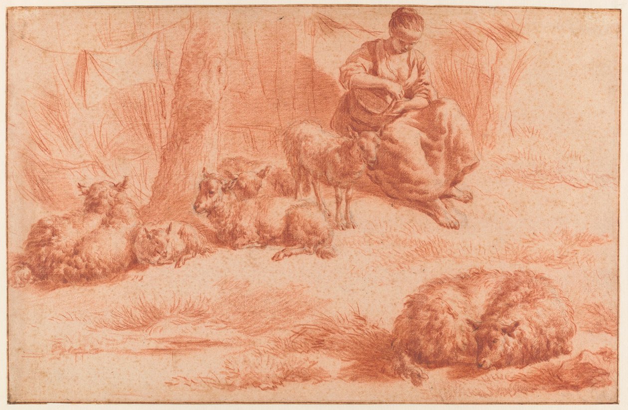 Hyrdinde med får af Adriaen van de Velde