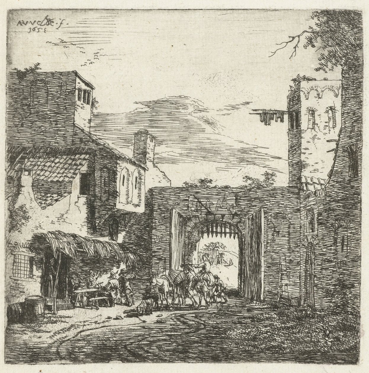 Kro ved byporten, 1653 af Adriaen van de Velde