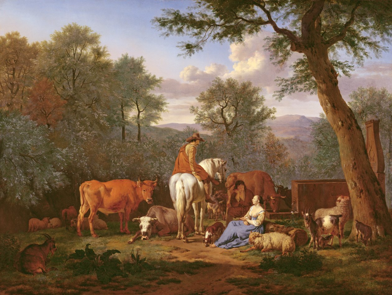 Landskab med kvæg og figurer, 1664 af Adriaen van de Velde