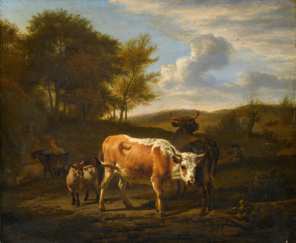 Bjerglandskab med køer af Adriaen van de Velde