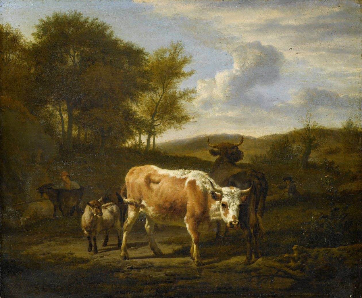 Bjerglandskab med køer, 1663 af Adriaen van de Velde