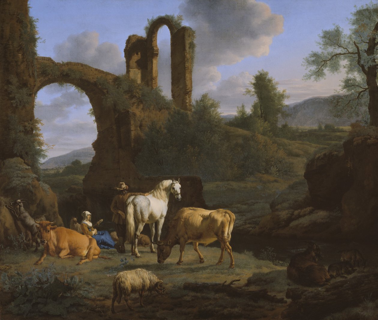 Pastoralt landskab med ruiner, 1664 af Adriaen van de Velde