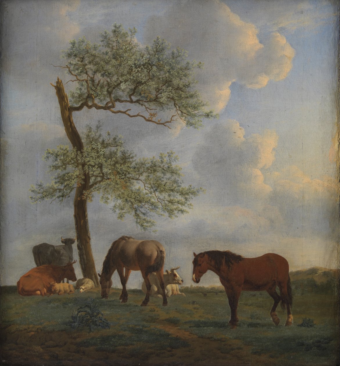Græsgang med Heste og Kvæg af Adriaen van de Velde