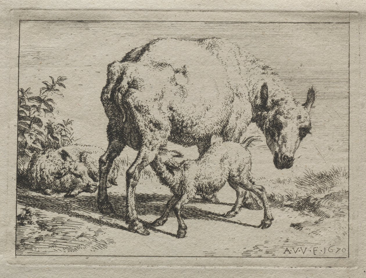 Moden og de to lam, 1670. af Adriaen van de Velde