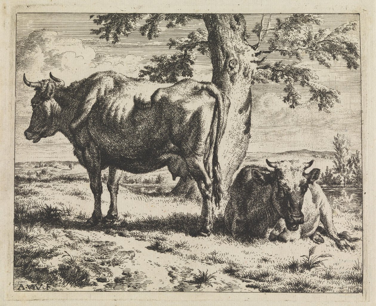 To køer under et træ af Adriaen van de Velde