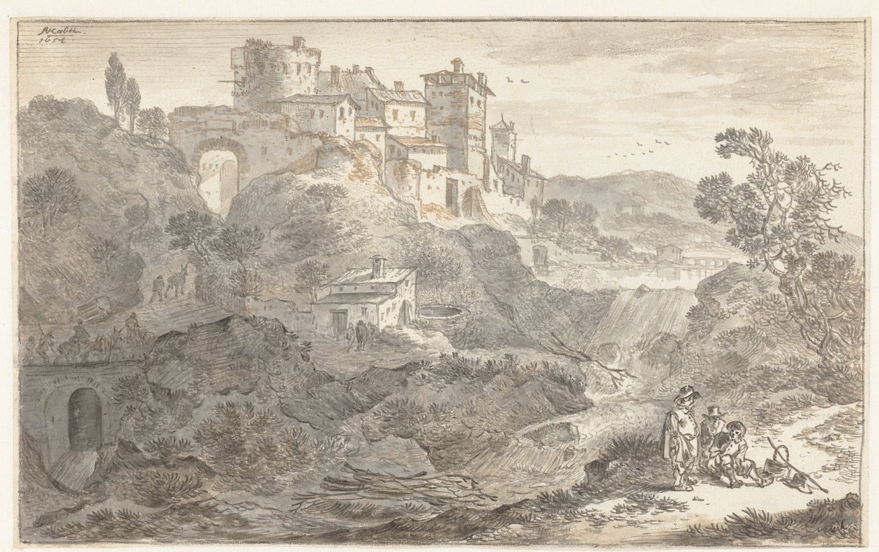 Italiensk landskab af Adriaen van der Cabel