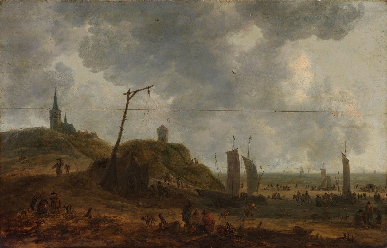 Stranden ved Katwijk af Adriaen van der Kabel