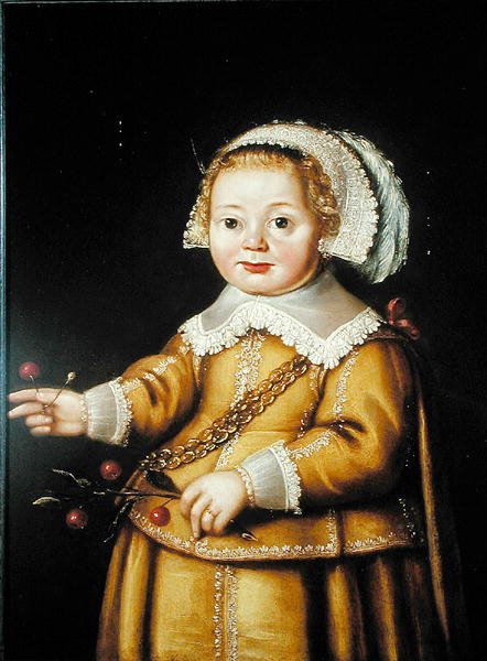 Portræt af Anne Gibson som et barn (olie på panel) af Adriaen van der Linde