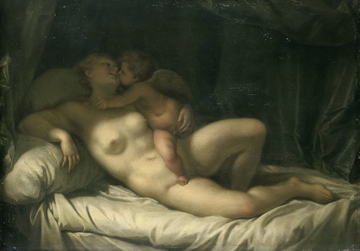 Amor kysser Venus af Adriaen van der Werff (manner of)