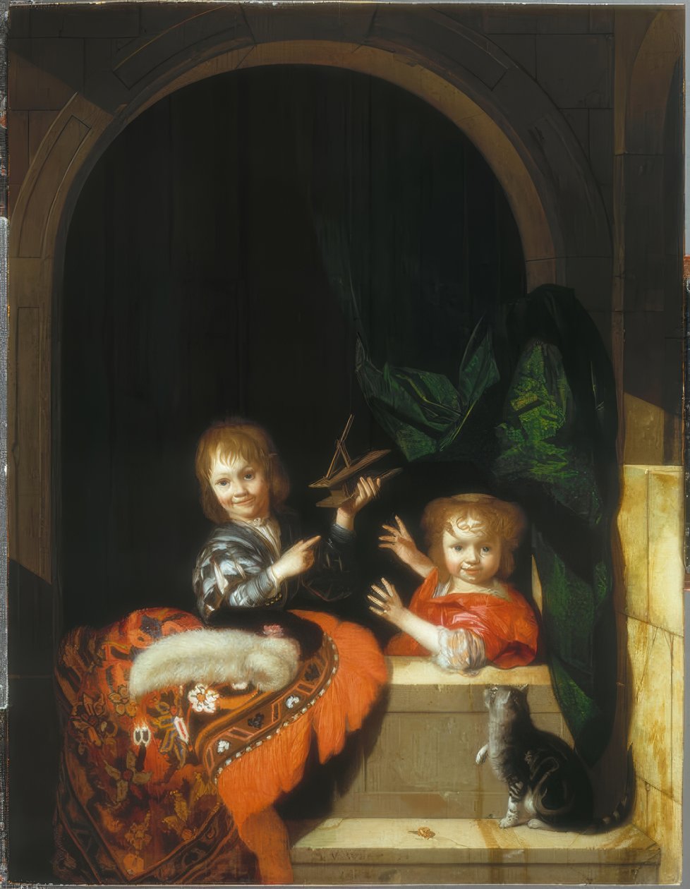 To børn med en musefælde af Adriaen van der Werff