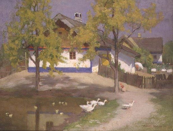 Et slavisk sommerhus ved Kalocsa, ca. 1905-07 (olie om bord) af Adrian Scott Stokes