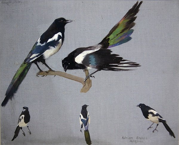 Magpies (olie på lærred) af Adrian Scott Stokes