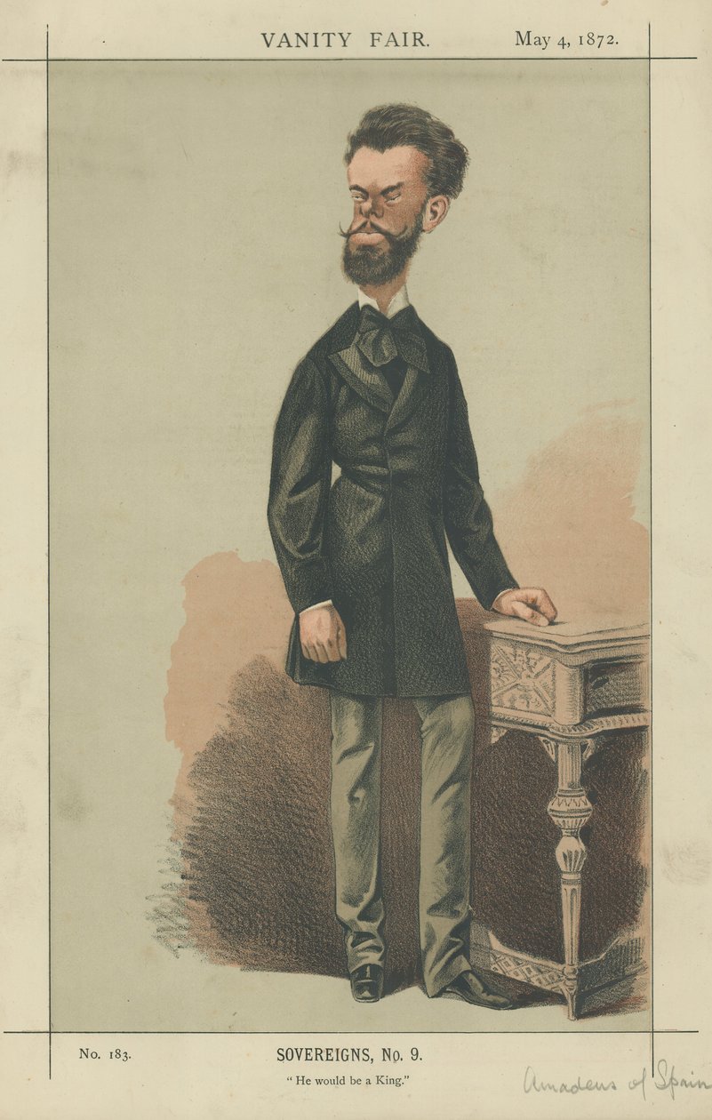 Amadeo af Spanien (Amadeus af Spanien) (farvelitografi) af Adriano Cecioni