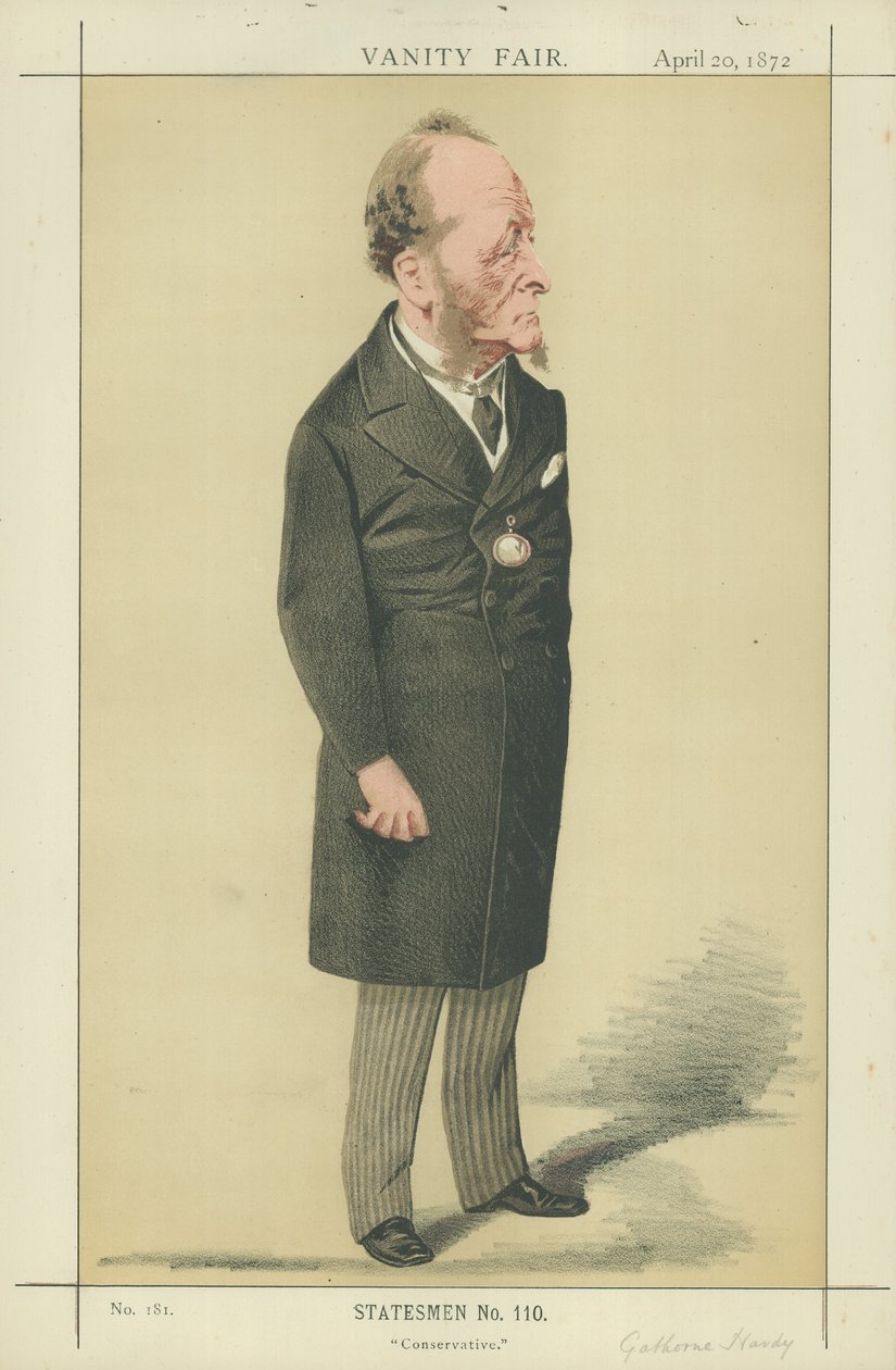 The Right Hon Gathorne Hardy (farvelitografi) af Adriano Cecioni