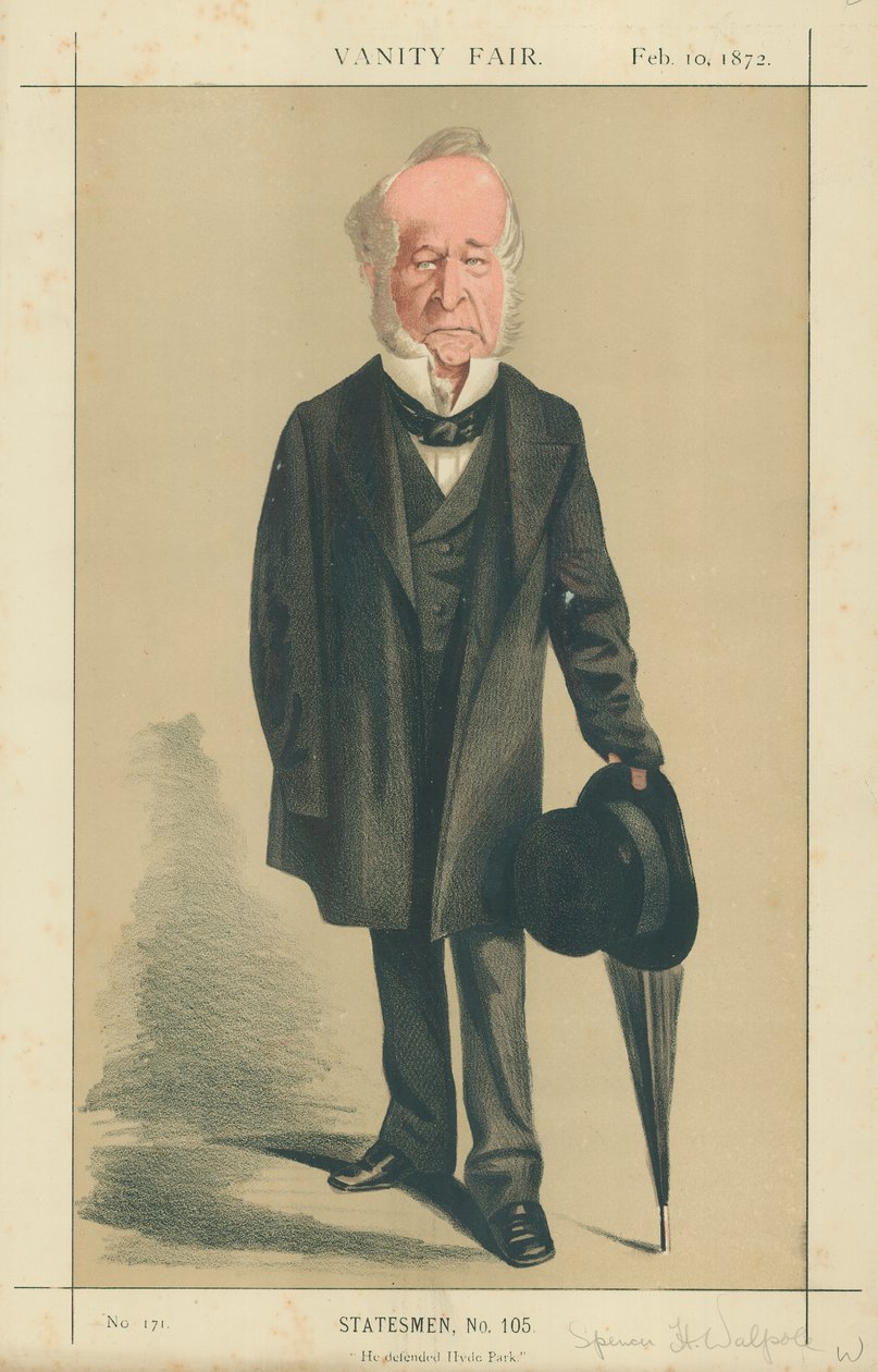The Right Hon Spencer Horatio Walpole, han forsvarede Hyde Park af Adriano Cecioni