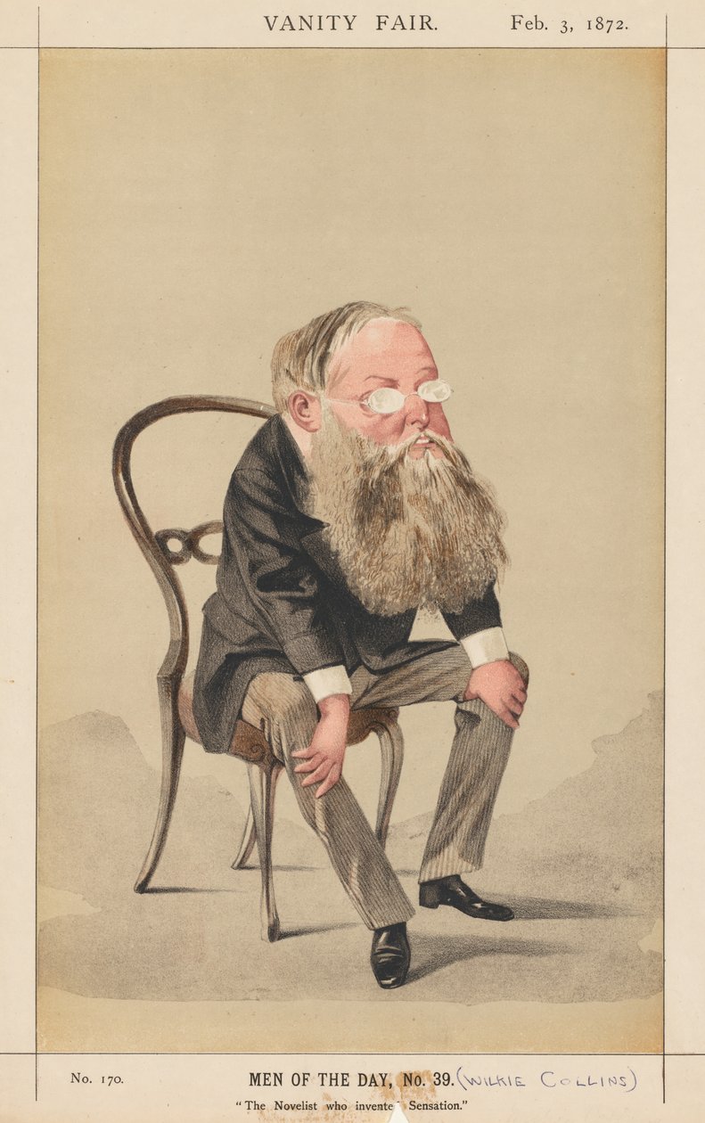 Vanity Fair: Men of the Day, nr. 39. Romanforfatteren der opfandt Sensation, 1872. af Adriano Cecioni