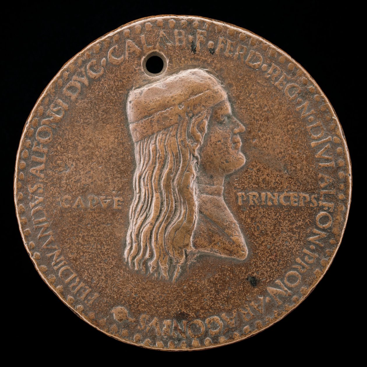 Ferdinand II af Aragon, død 1496, prins af Capua og konge af Napoli 1495 [obv], 1494 eller før. af Adriano Fiorentino