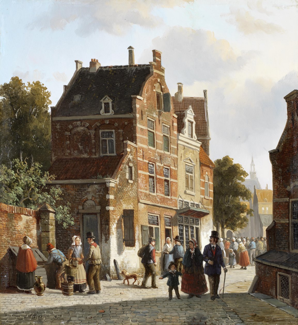 Figurer i en travl gade af Adrianus Eversen