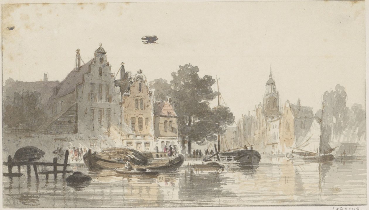 Bybillede med kanal af Adrianus Eversen