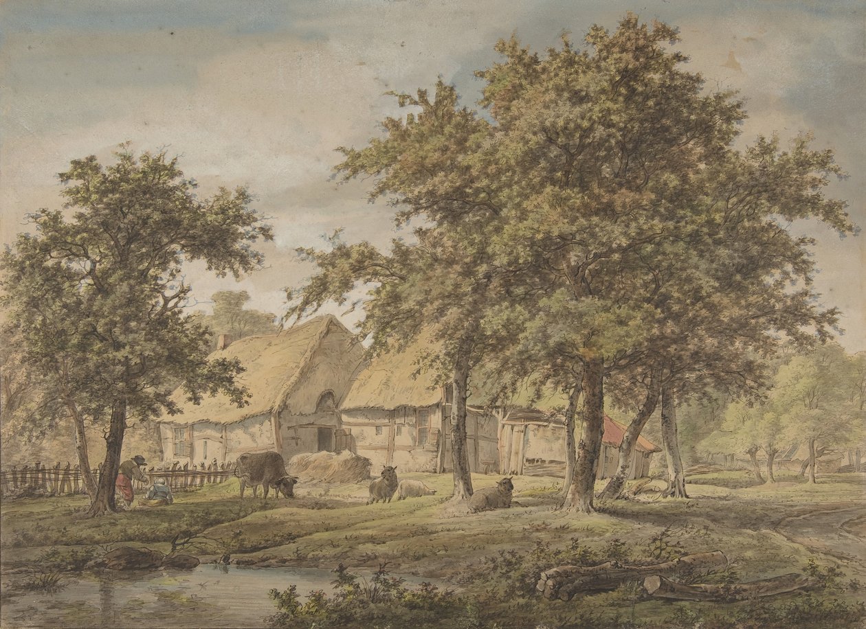 Landskab med stuehus, 1757-1837. af Adrianus de Visser