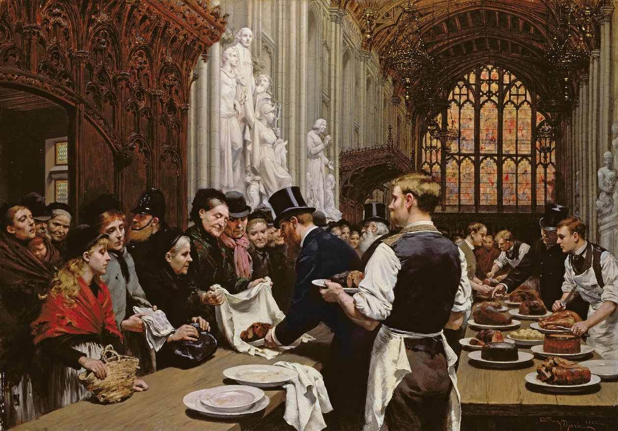 Uddeling af rester til de fattige efter overborgmesterens banket i Guildhall, 1882 af Adrien Emmanuel Marie