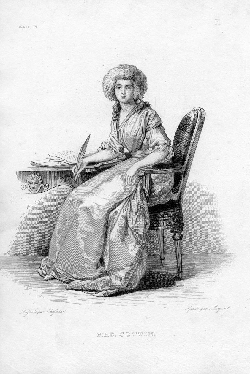Graveret portræt af Sophie Cottin (1770-1807) af Adrien Jacques Antoine Migneret