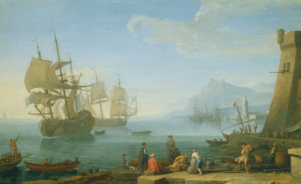 Middelhavets havnescene af Adrien Manglard