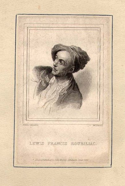 Portræt af Louis Francois Roubillac (1702-62), indgraveret af W.C. Edwards af Adrien (after) Carpentiers