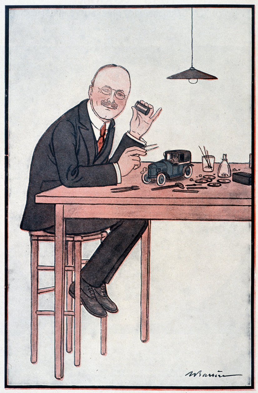 André Citroen, Frankrigs "Ford" - Illustration af Adrien Barrere (1877-1931) i "" Fantasio"" af 01/10/1922 af Adrien Barrere